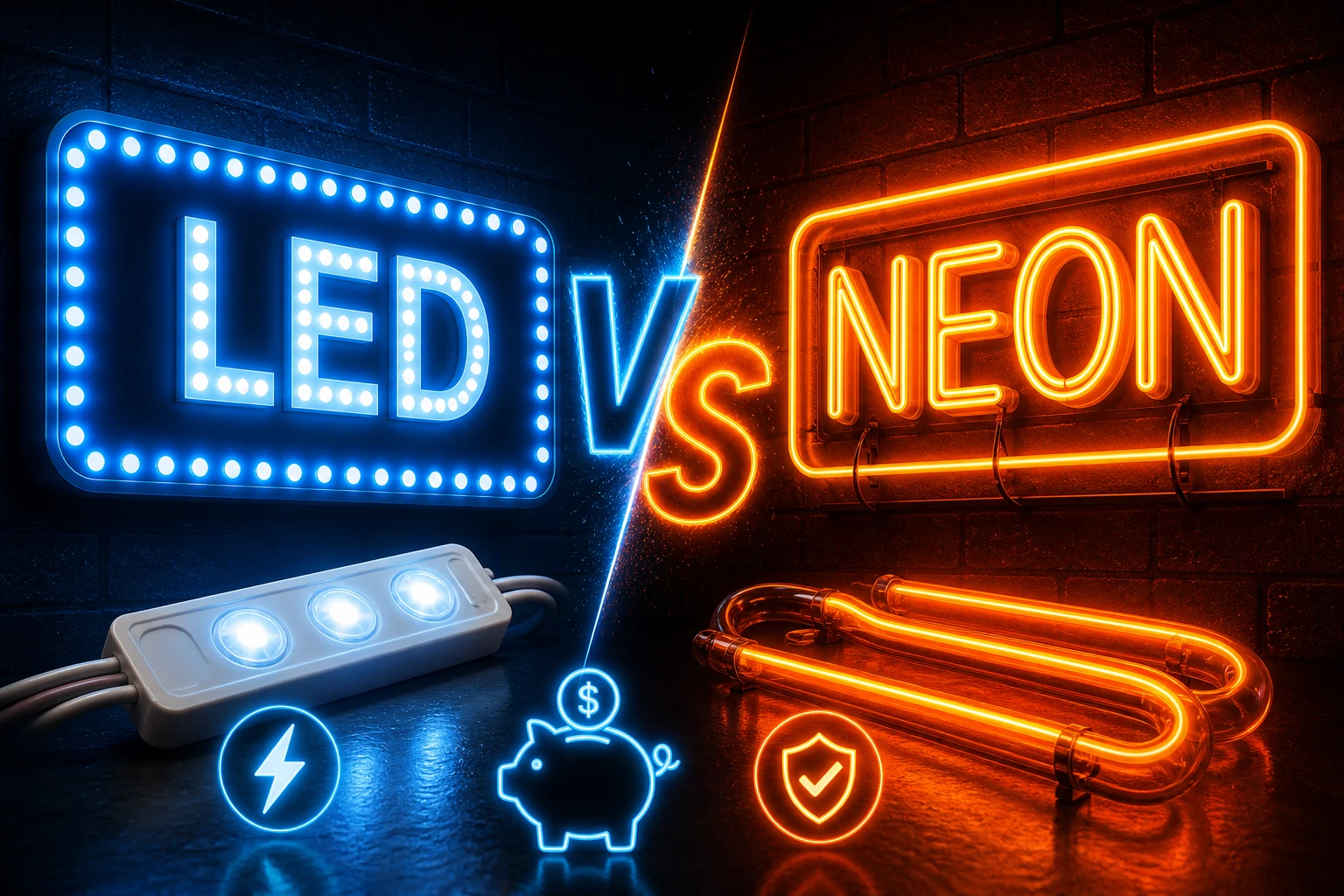 perbandingan signboard LED vs neon Malaysia jimat elektrik tahan lama signage