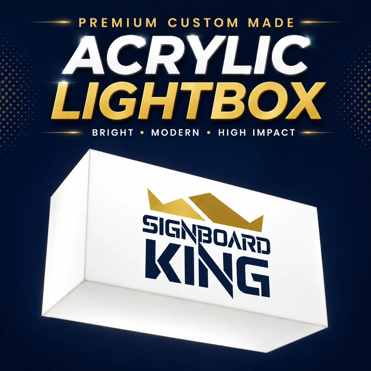 Acrylic lightbox signage with LED lighting for retail shops and commercial branding in Malaysia
