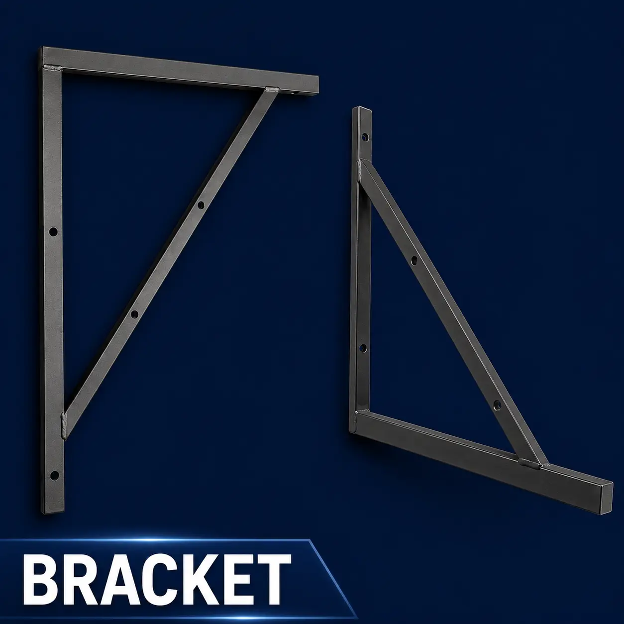 Heavy duty steel bracket with powder coated black finishing for signboard, spotlight, and wall mounting support installation in Malaysia