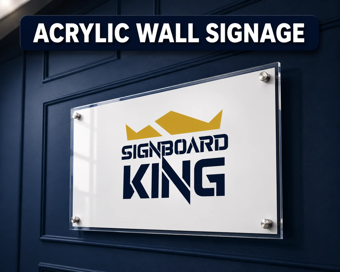 Square acrylic signage for office branding, reception displays, and commercial wall signage in Malaysia
