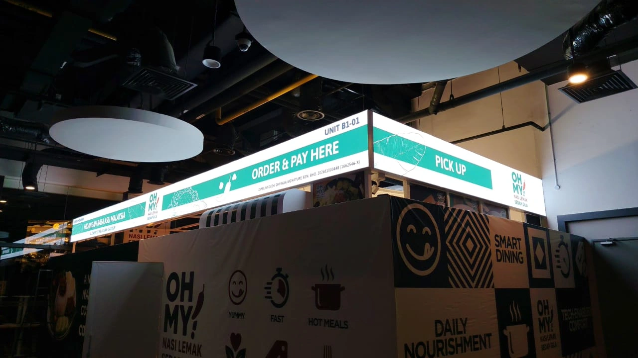 fabric lightbox Oh My Nasi Lemak LED lightbox signage Malaysia restaurant sign