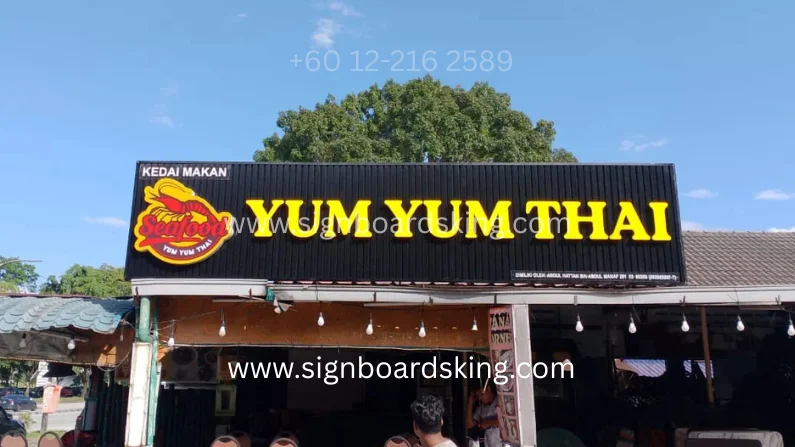 custom 3D ceiling strip box up signage for retail shop interior branding display