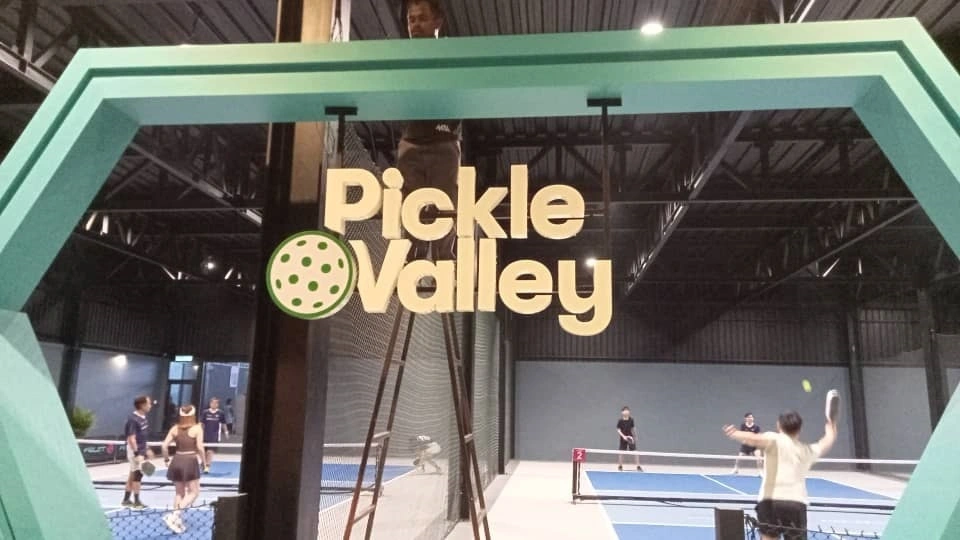 3D Box Up signboard for Pickle Valley with modern premium branding and custom outdoor signage design