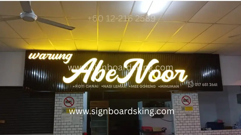 3D Box Up with Frontlit Signboard Installation for Warung AbeNoor
