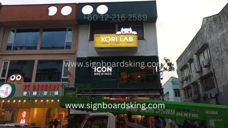 3D box up frontlit signboard Kafe Kori Lab lightbox LED signage Malaysia cafe