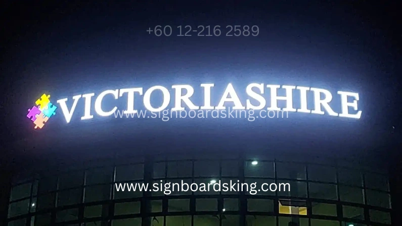 3D box up with light frontlit signboard for Victoria Shire building facade with LED lighting in Malaysia