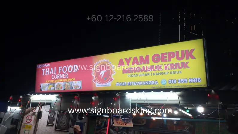 LED Lightbox Signboard Installation for Thai Food Corner