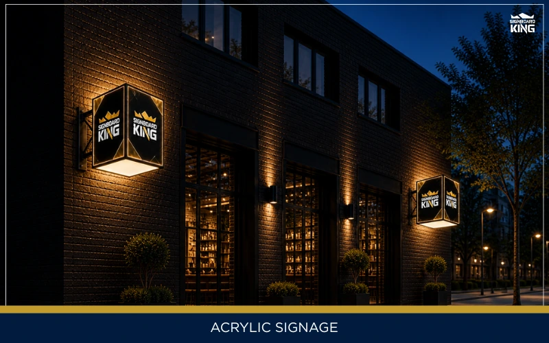 Acrylic signage lightbox with LED lighting installed on shop exterior in Malaysia for high visibility branding